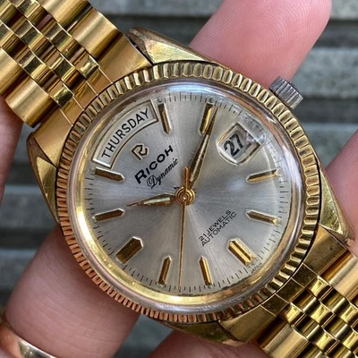 RARO Reloj Ricoh President Dinámico Automático 21 Joyas Día Fecha Vintage Hombre Foto 1 de 4