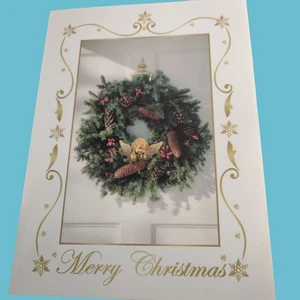 Christmas Card Mailing Service Festive Wreath Red Envelope Memories Of Christmas - Picture 1 of 6