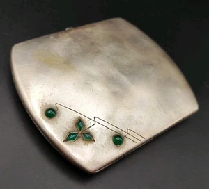 Jugendstil Zigaretten Etui Cigarette Case chrysopras grün 800 silber antik - Bild 1 von 12