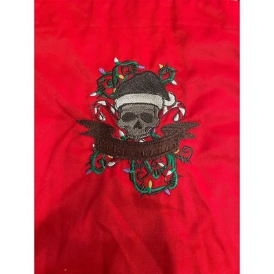 Christmas Vtg skull KNG Unisex Chef Apron Red Adj Strap Solid Grunge Cooking  - Image 1 of 4