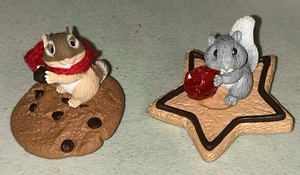2 Hallmark Keepsake Ornaments 1987 Chocolate Chipmunk & 1988 Sweet Star No Box - Picture 1 of 3