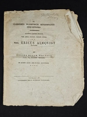 1830 ASTRONOMY De Stationibus Planetarium SWEDISH ASTRONOMER Planets RARE - Image 1 of 4