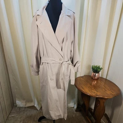 Gabardina forrada Mulberry Street para mujer talla 16 bronceada bolsillos para cinturón manga larga Foto 1 de 4