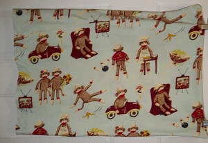 Nick & Nora Standard Size Pillowcase Sock Monkey Blue Cotton Jersey - Picture 1 of 8