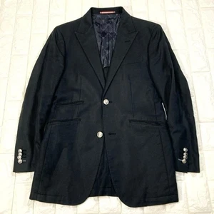 Burberry Black Label Linen Blazer Men’s Black Size S Silver Button #EK BCA - Picture 1 of 10