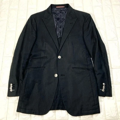 Burberry Black Label Linen Blazer Men’s Black Size S Silver Button #EK BCA - Image 1 of 4