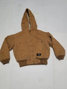 (#C) Walls Blizzard Pruf Jacket Boys S (6/7) Canvas Brown Full Zip Lined Hood - Picture 1 of 5