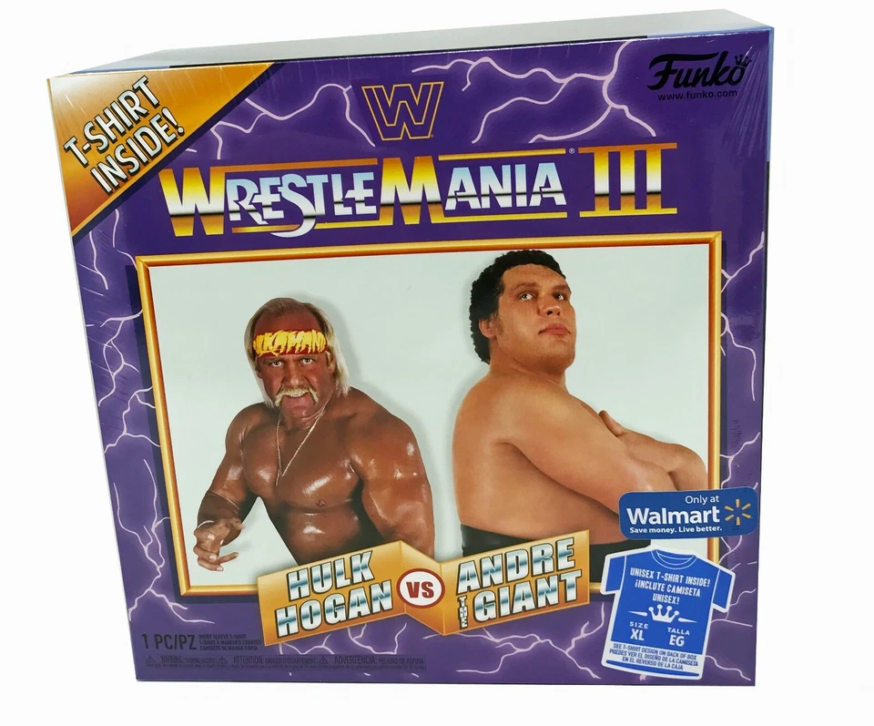 WWE Wrestlemania 3 Funko T-shirt XL Hulk Hogan Andre The Giant Display Ring 60