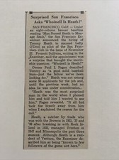 Tommy Heath San Francisco Seals 1951 Sporting News Baseball 2X5 Article