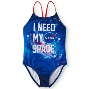 NASA Girls 'I Need My Space' One-Piece Swimsuit Blue Size XS/XCH(4-5) - Picture 1 of 3
