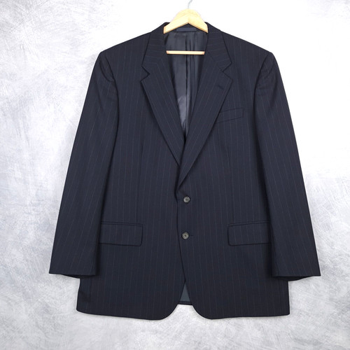 Blazer Burberrys' vintage uomo 42 blu navy gessato 2 bottoni giacca lana