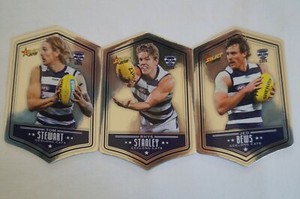 Geelong Cats AFL Select Silver Die Cut Footy Cards x3 T.Stewart,R.Stanley,J.Bews