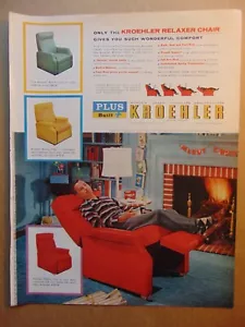 SEDIA RELAXER KROEHLER 1956 pubblicità stampa artistica d'epoca - Foto 1 di 1