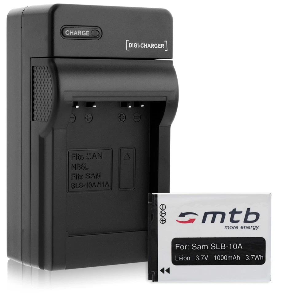 MTB MORE ENERGY Batterie SLB-10A + Chargeur pour Samsung WB550, WB690, WB700, WB710