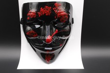 BLACK & RED Anonymous  Protest V For Vendetta Movie Guy Fawkes Mask New look