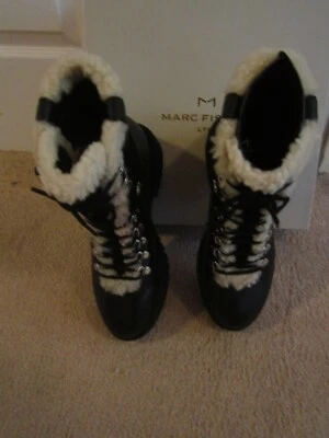 NEW MARC JACOBS COMBAT  BLACK LEATHER/SHEARLING TRIM WINTER BOOTS.SIZE 8 M - Image 1 of 4