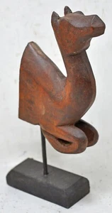 Vintage Wooden Camel Figurine Sur Socle Original Vieux Main Sculpté - Picture 1 of 8