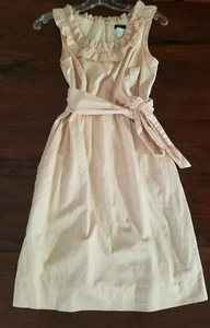 Womens J. CREW Blush Pink Peach Ruffled Cotton Sateen Dress ~ Size 2 Pockets!! - Picture 1 of 2