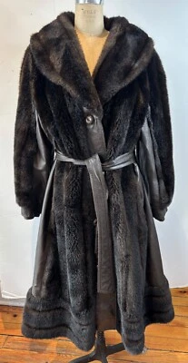 DE COLECCIÓN AÑOS 70 BOHO HIPPY PENNY LANE CINTURÓN NEGRO MARRÓN PANEL DE CUERO Y ABRIGO DE PIEL SINTÉTICA*M/L Foto 1 de 4