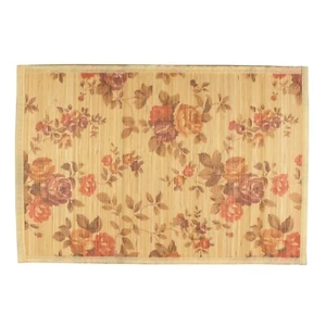 Bamboo Sushi Style Floral Print Placemats With Fabric Border - Various Colors - Picture 1 of 15