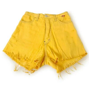 Provocator Relaxed Mustard Yellow Raw Hem Women's High Waist Denim Shorts 10 M - Picture 1 of 12