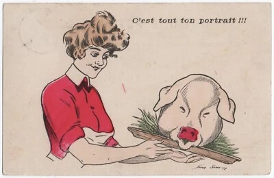 alte Künstler-Ak sign. Xavier Sager, Tiere vermenschlicht, gelaufen - Bild 1 von 2