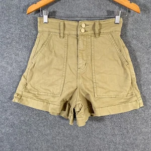 Seed Heritage Shorts Womens 6 Beige Denim Pockets Smocked High Rise Coastal Z149 - Picture 1 of 12