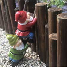 Gnome Dwarf Climbing Stairs Garden Statue Yard Sculpture Outdoor Lawn Decoration