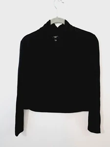 Talbots Petites Women's Black Open Front Cropped Long Sleeve Top Size P - Picture 1 of 4