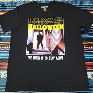 HALLOWEEN MICHAEL MYERS MEN'S T-SHIRT THE TRICK IS TO STAY ALIVE XL GUC - Picture 1 of 7