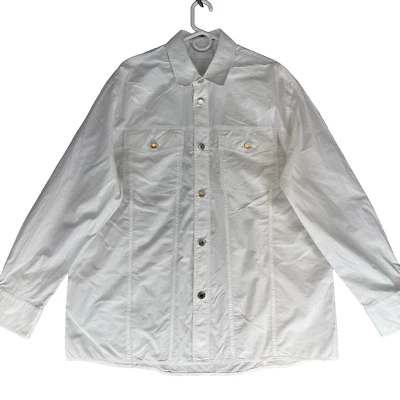 Helmut Lang Men's Size XL Solid White Cotton Long Sleeve Casual Shirt - Image 1 of 4