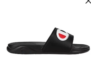 Champion Mega Slide Womens Slip On Sandals Black Split Script Size 6 - Picture 1 of 4