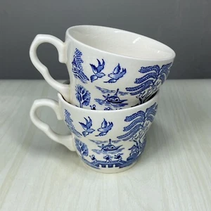 Taza de té vintage Blue Willow EIT LTD Inglaterra 2 piezas inglés - Imagen 1 de 11