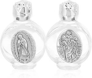 2Pcs Empty Glass Christian Holy Water Bottles with Lid Jesus Refillable Catholic - Picture 1 of 12