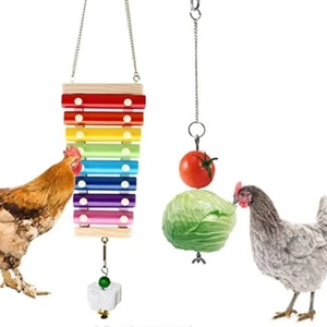 Chicken Xylophone Toy w/ 8 Metal Keys Chicken Coop Pecking Toy w/Grinding stone - Picture 1 of 12