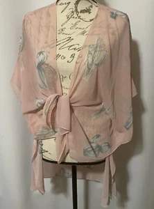 Women's Pink Cape Shrug Shawl Wrap Cover Up Semi Sheer Cactus Western One Size - Picture 1 of 24
