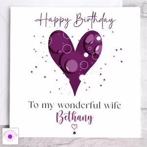 Personalised Birthday Card Wife Girlfriend Fiancée | Heart Birthday Card - Picture 1 of 16
