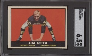 JIM OTTO SGC 6.5 1961 TOPPS FOOTBALL #182 ROOKIE RAIDERS HOF RC 4734