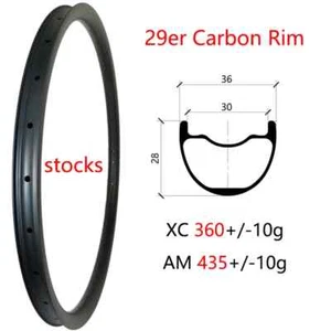 29er MTB Bicycle Carbon Rims 36mm Width 28mm Depth Disc Brake XC Carbon Rims - Picture 1 of 8