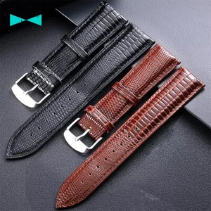 Cinturino orologio in pelle lucertola marrone nero argento 12 14 16 18 20 22 mm - Imagen 1 de 5
