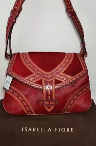 RARE LIMITED EDITION ISABELLA FIORE HOT TROT RED CALF HAIR SHOULDER BAG NWT$675 - Picture 1 of 12