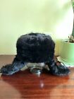 Men's winter fur black mink hat ushanka. Soviet hat for strong winters, vintage