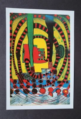 Hundertwasser "The Journey II Travel by Rail" Mounted offset 石版画 1986 — 第 1/4 张图片