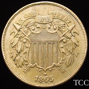 1865 TWO CENT PIECE ~ INCREDIBLE HIGH GRADE 2c COIN ~ FREE SHIPPING ~ TCC