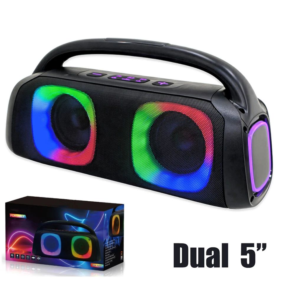 Portable Bluetooth Speaker Loud Boombox Dual 5" Woofers Outdoor Indoor DJ Party - Image 1 of 4