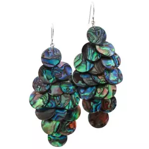 925 Sterling Silver Paua Abalone Shell Sterling Chandelier Earrings, 3 1/16" - Picture 1 of 2