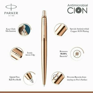 PERSONALISED ENGRAVED PARKER JOTTER ROSE GOLD BALL POINT PEN Black or Blue Ink - Picture 1 of 3