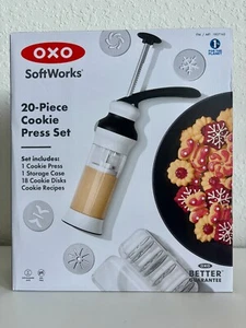 OXO Softworks 20-Piece Cookie Press Set (1 Cookie Press/1 Case/18 Disks/Recipes) - Picture 1 of 4