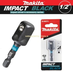 Adaptador de zócalo Makita 1/4"" hexagonal a 1/2"" pulgada de impacto cuadrado negro para fijador de tuercas - Imagen 1 de 15
