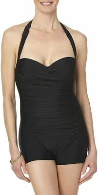 NUEVO Traje de baño Jaclyn Smith 26W talla grande niño corto halter 1 pieza negro Foto 1 de 4